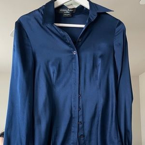 Guess by Marciano blue satin dress shirt